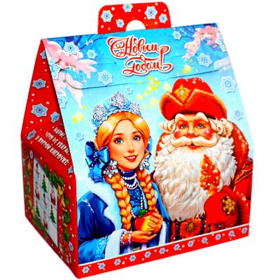 Детский новогодний подарок в картонной упаковке весом 750 грамм 